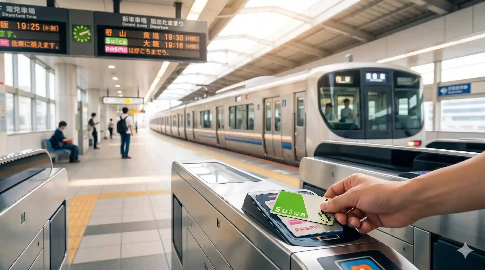 Pekerja migran menggunakan kartu IC untuk masuk ke stasiun kereta di Jepang